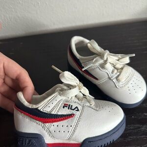 Fila Kids Sneakers in White, Navy, and Red